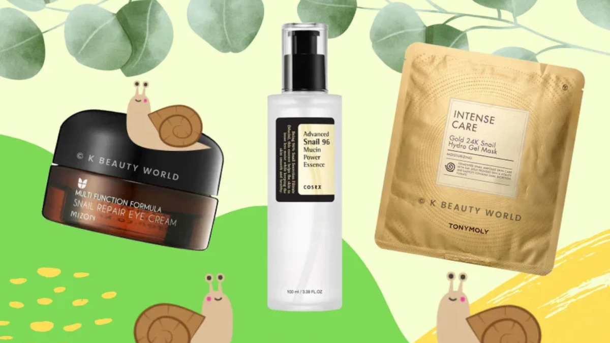 A variety of K-beauty snail skincare products