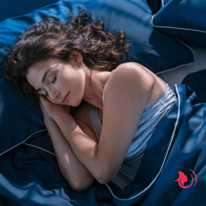 lady sleeping in silk sheets